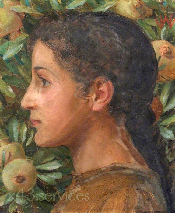 William Herbert Allen - Portraet eines Maedchens mit Mispeln - Portrait of a Girl with Medlars - zum Schließen ins Bild klicken
